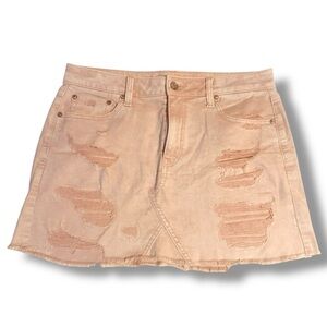 American Eagle Outfitters Light Pink Distressed Mini Skirt